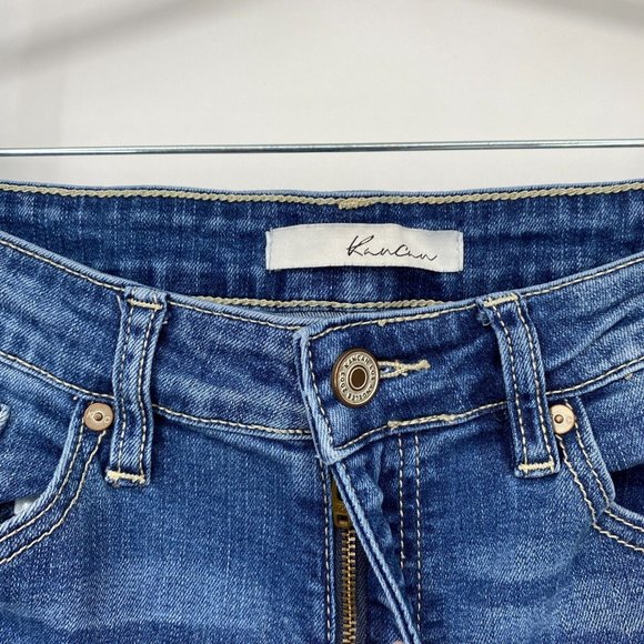 KanCan Skinny Ankle Jeans Women's Size 28 Mid Rise Stretch Distressed Denim Blue - Picture 4 of 11